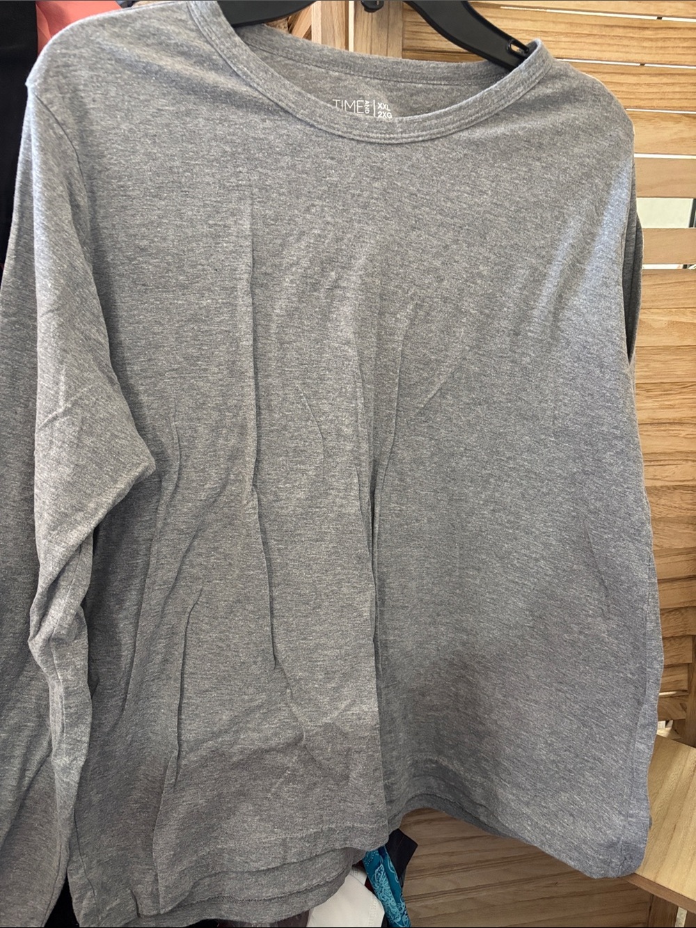 Time and Tru Heather Gray Long-Sleeve Crewneck Shirt XXL